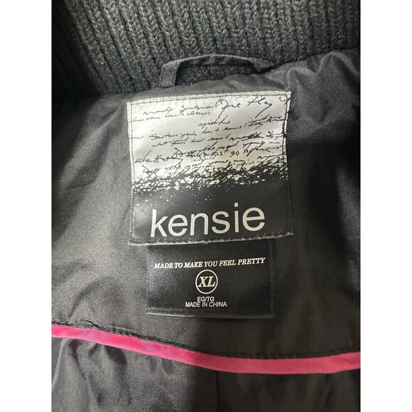 Kensie Outerwear Black Long Puffer Coat W/ Oversized Hood SZ XL *No Belt* - Picture 7 of 16